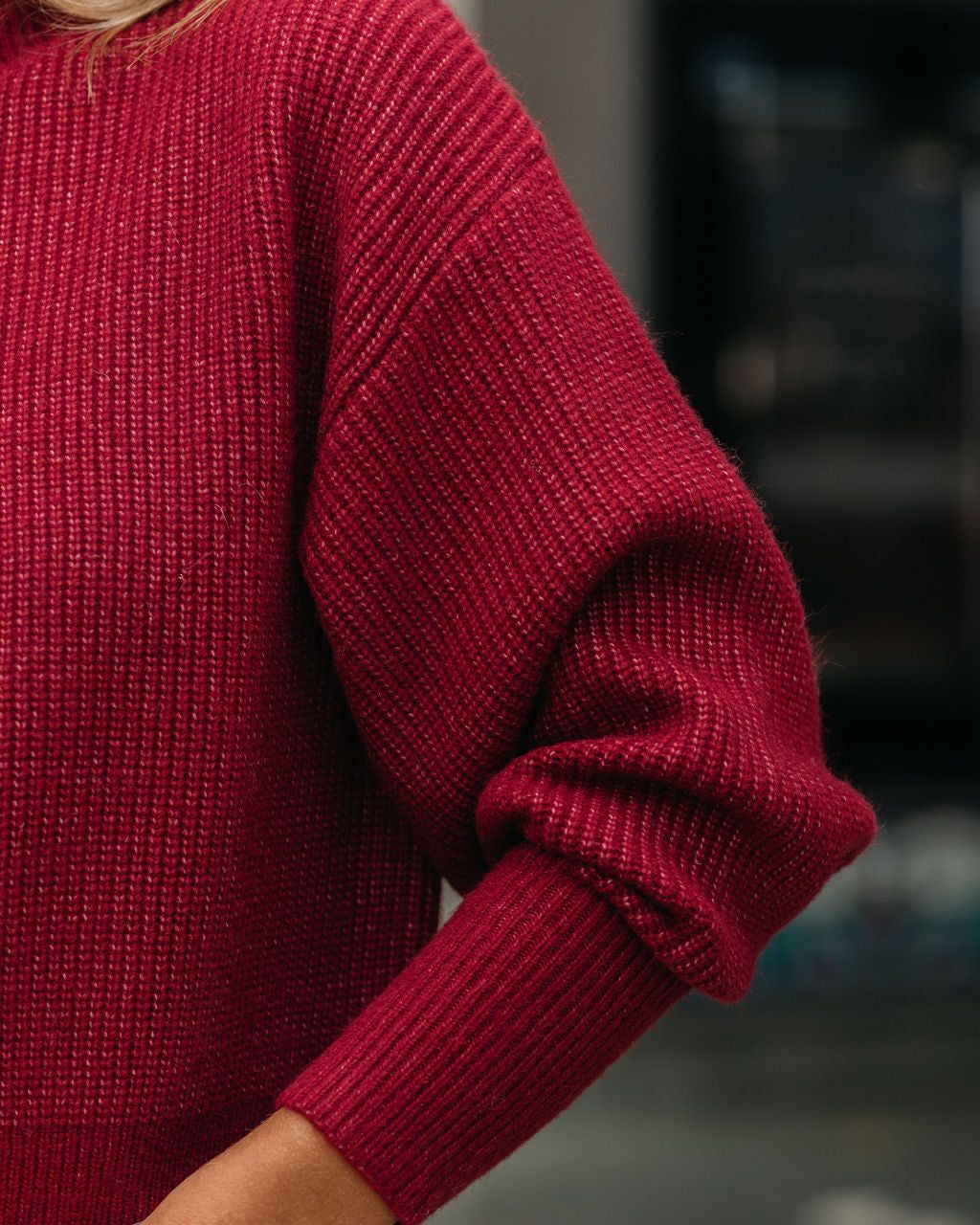 Small Town Mock Neck Knit Sweater - Wine - FINAL SALE sold by Vici product image thumbnail 4
