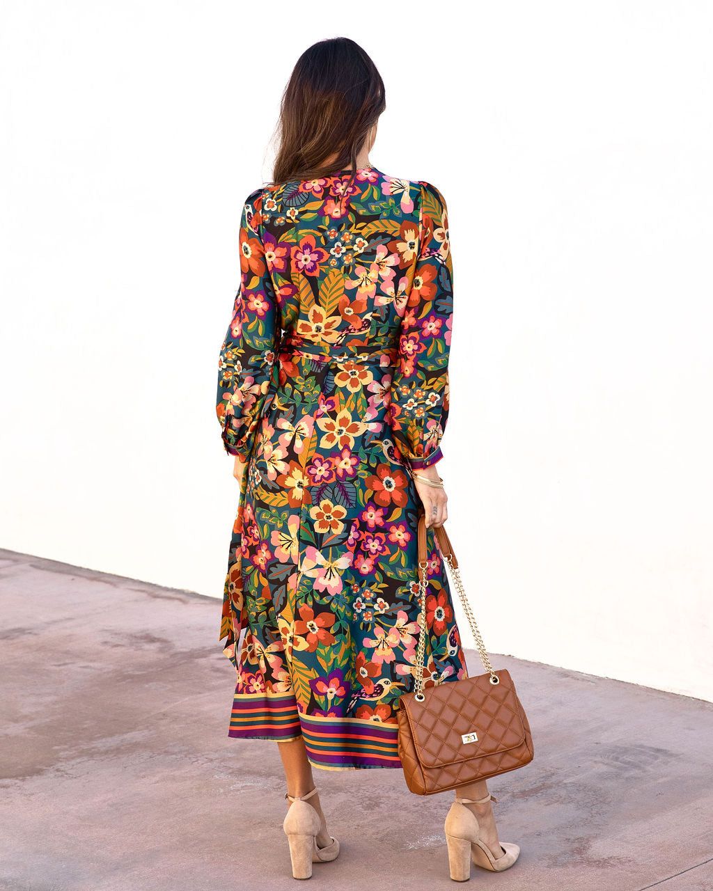 Rio Satin Printed Wrap Midi Dress sold by Vici product image thumbnail 4