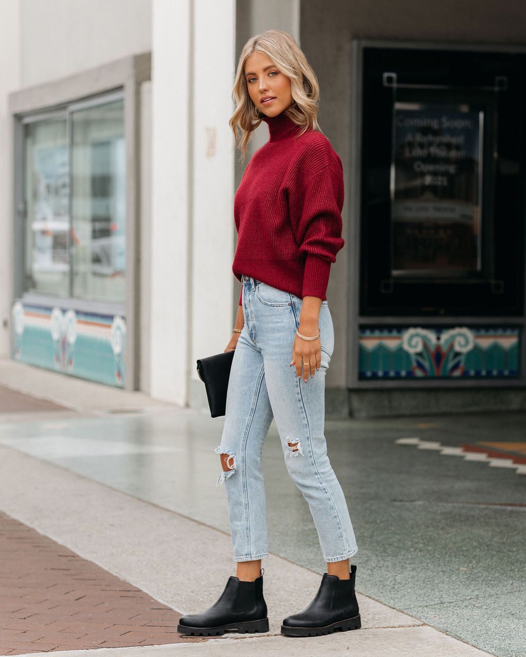 Small Town Mock Neck Knit Sweater - Wine - FINAL SALE sold by Vici product image thumbnail 8