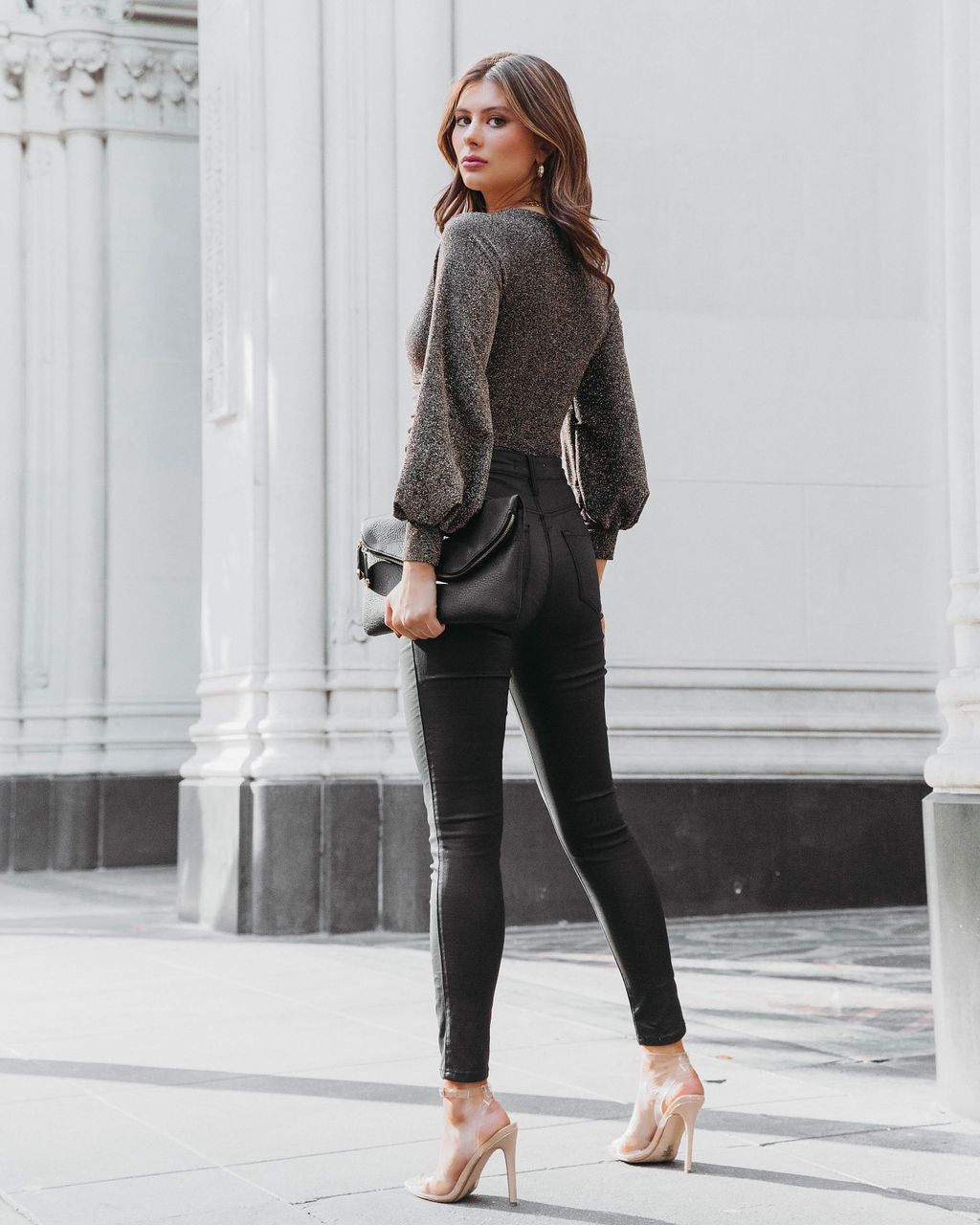 Shine Your Light Metallic Drape Long Sleeve Top - Gold - FINAL SALE sold by Vici product image thumbnail 4