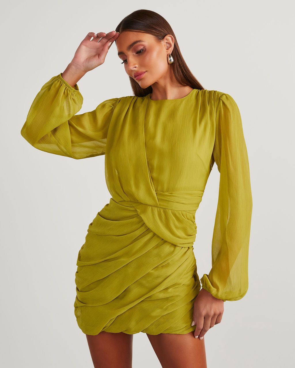 Delgado Long Sleeve Mini Dress - Lime sold by Vici product image thumbnail 6