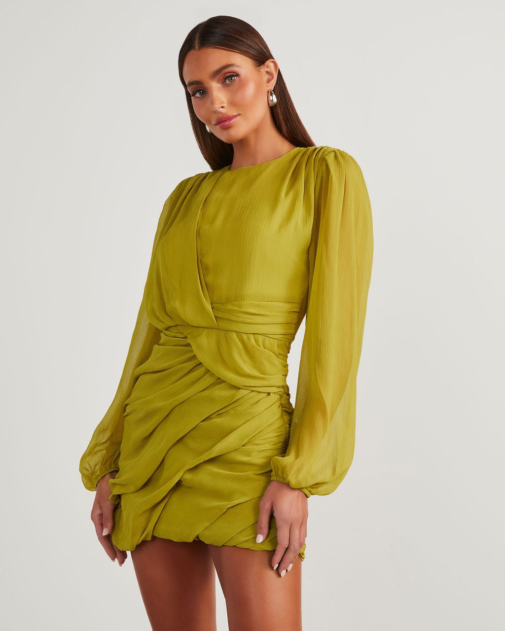 Delgado Long Sleeve Mini Dress - Lime sold by Vici product image thumbnail 3