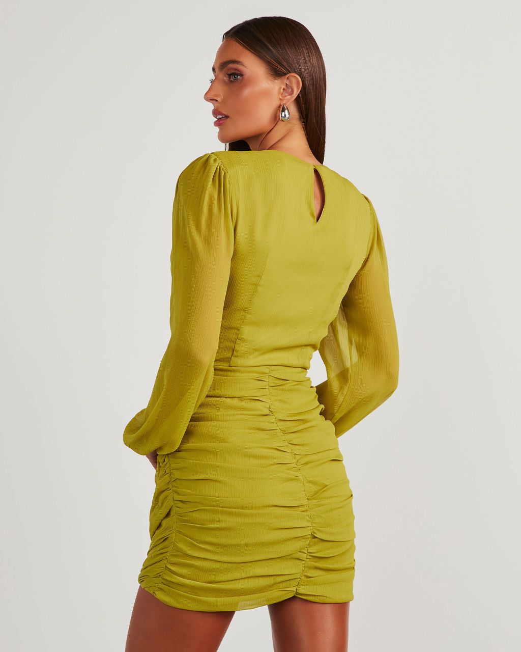 Delgado Long Sleeve Mini Dress - Lime sold by Vici product image thumbnail 4