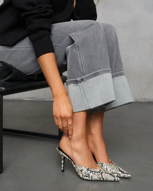 Vixen Snake Print Pointed Toe Mule sold by Vici