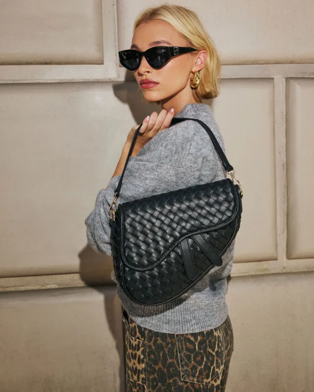 Kalila Faux Leather Woven Saddle Bag sold by Vici