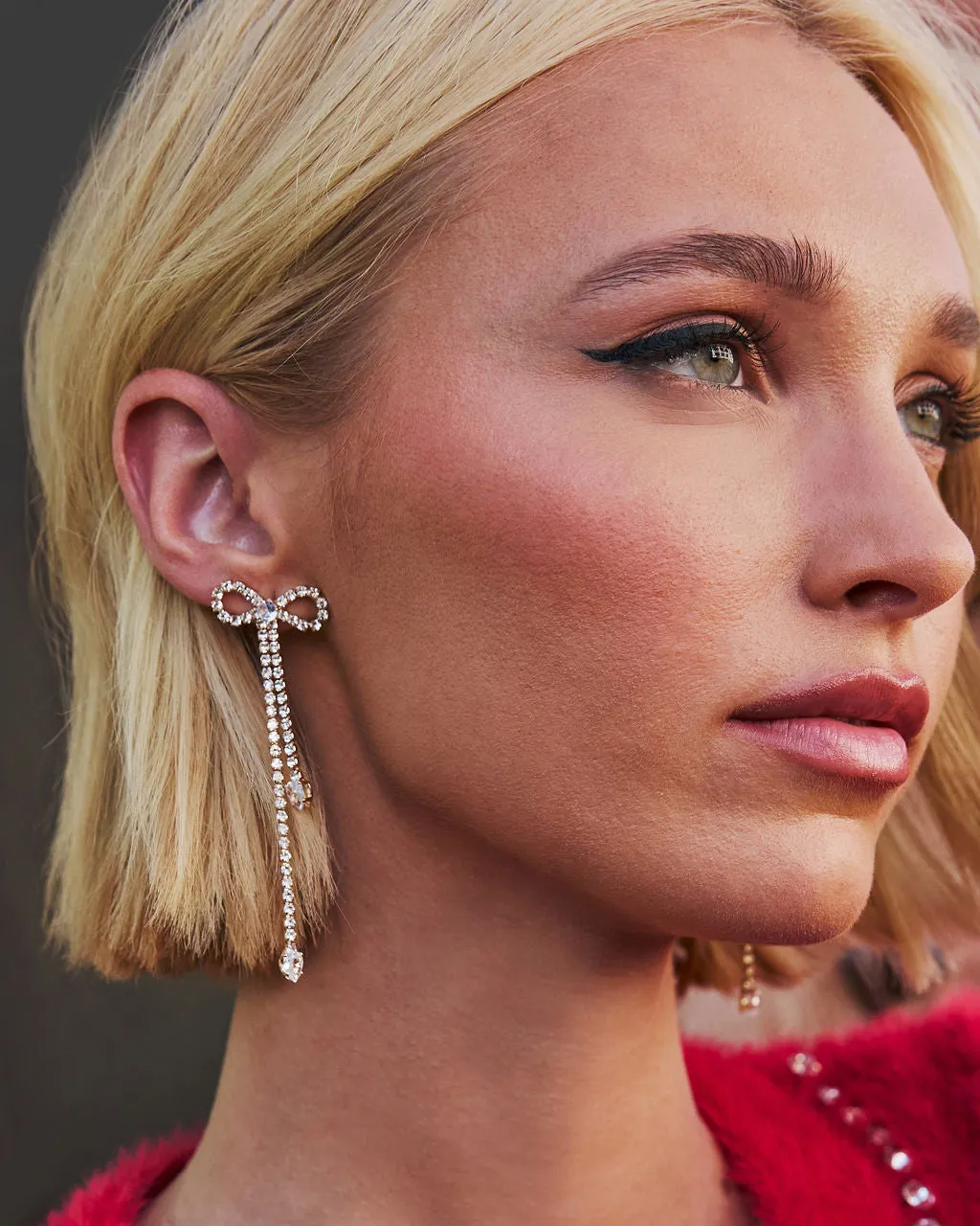 Final Touch Rhinestone Bow Earrings sold by Vici product image thumbnail 3