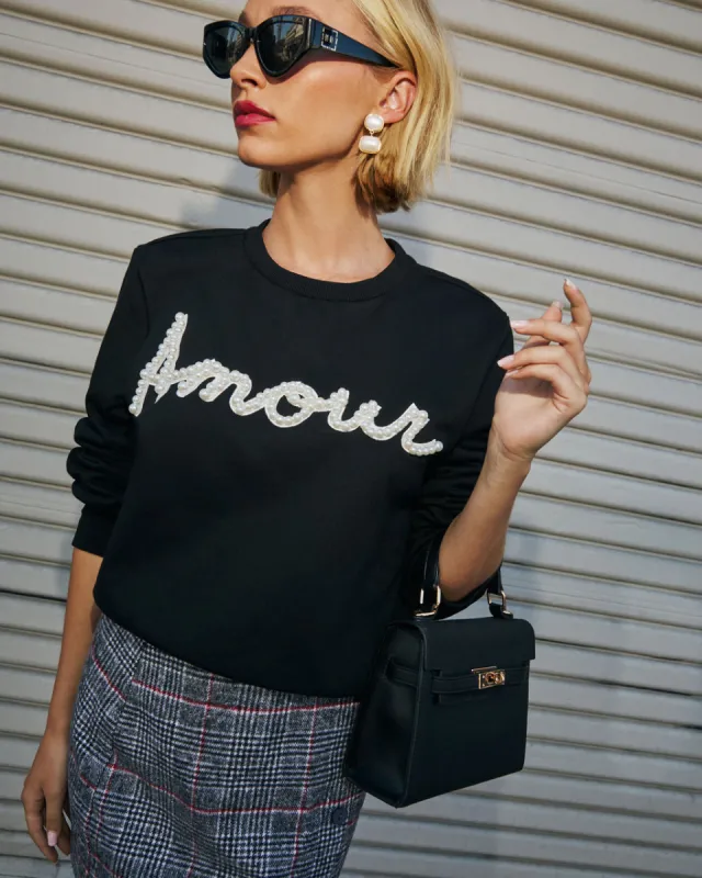 Signed Love Pearl Embellished Pullover Sweater sold by Vici