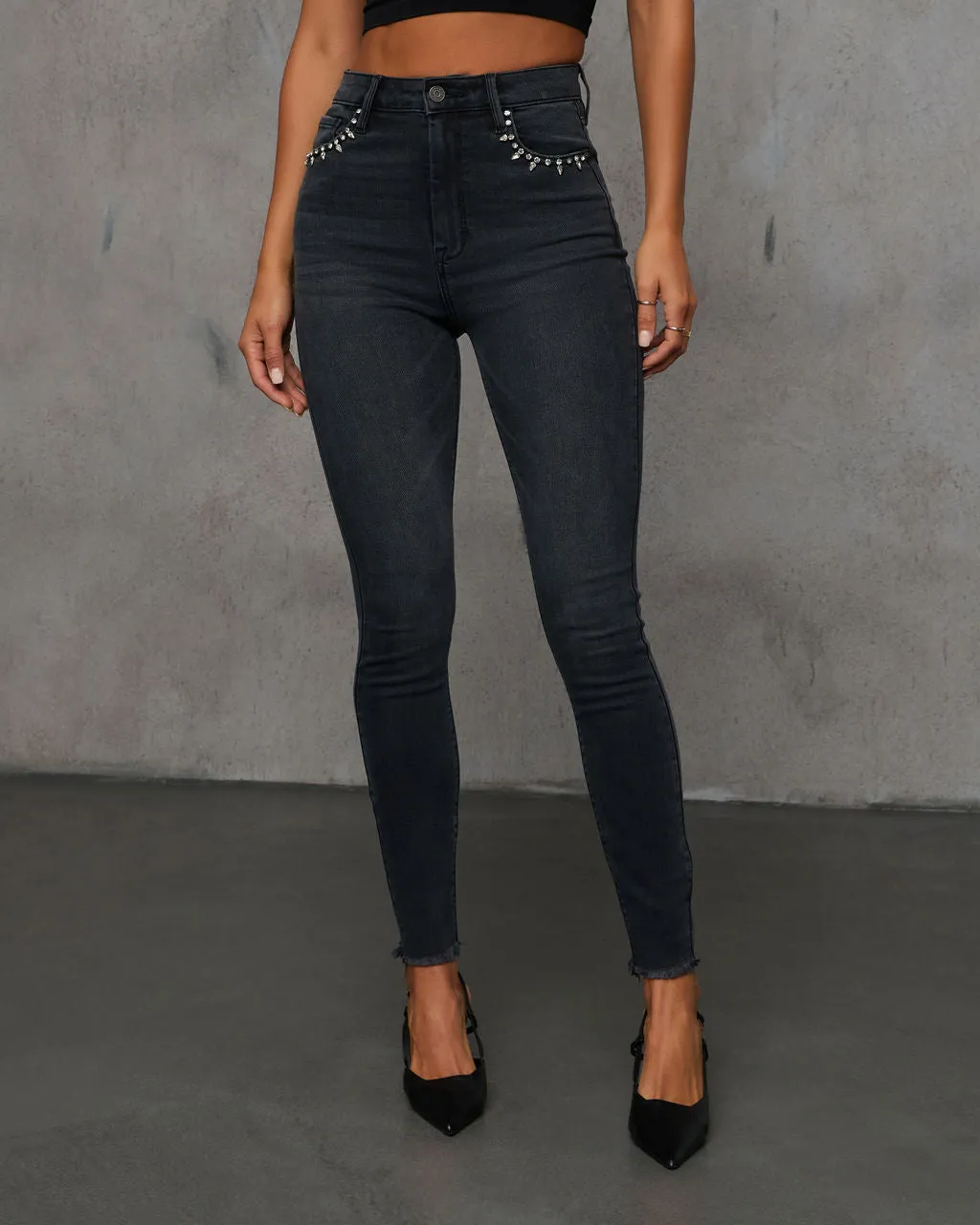 Strapped In Super Stretch High Rise Skinny Jeans sold by Vici