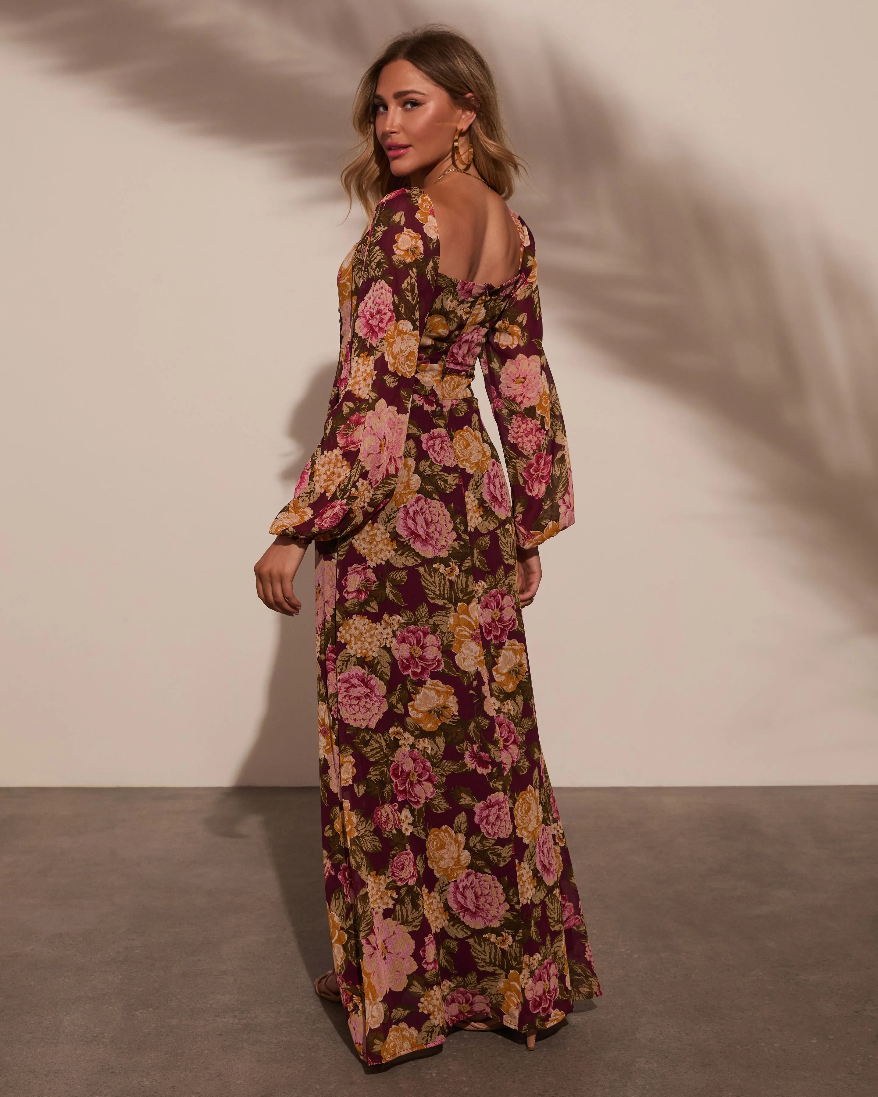 Fresh Harvest Floral Chiffon Cutout Maxi Dress sold by Vici product image thumbnail 4