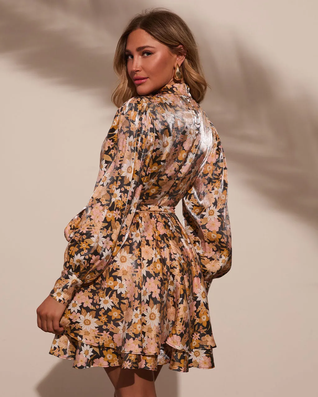 Prairie Kisses Floral Waist Tie Mini Dress sold by Vici product image thumbnail 4