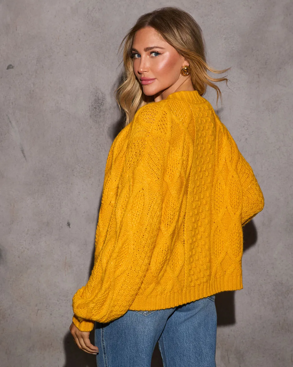 Emmy Cable Knit Open Front Cardigan sold by Vici product image thumbnail 4