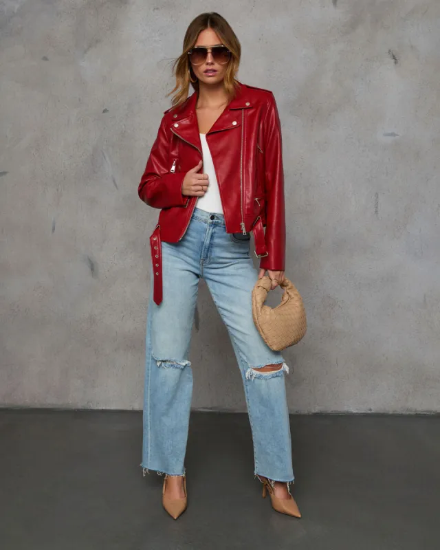 Cool Vibes Leather Moto Jacket sold by Vici