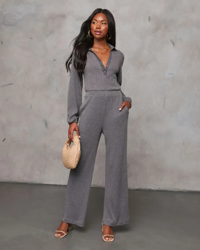 Rowley Rib Knit Wide Leg Jumpsuit sold by Vici
