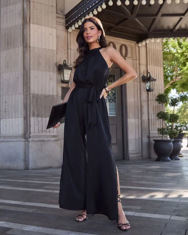 Sweet Spell Halter Waist Tie Jumpsuit sold by Vici