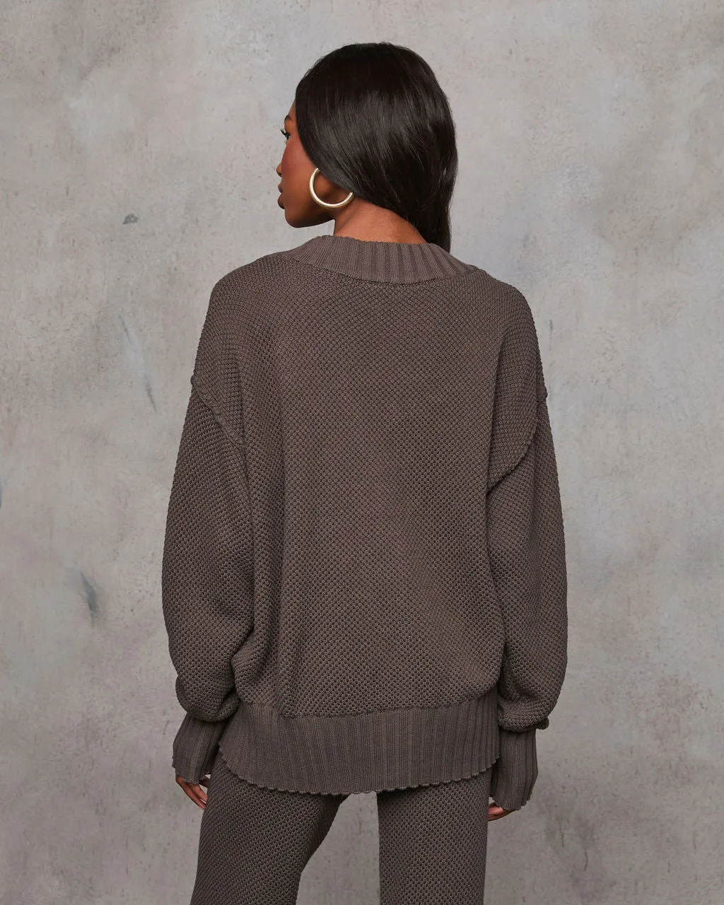 Find The Calm Front Button Textured Knit Cardigan sold by Vici product image thumbnail 4