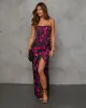 Invite Only Floral Satin Maxi Dress sold by Vici