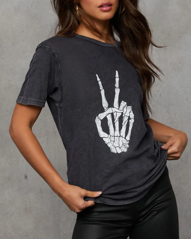 Skull Peace Sign Short Sleeve Graphic Tee sold by Vici