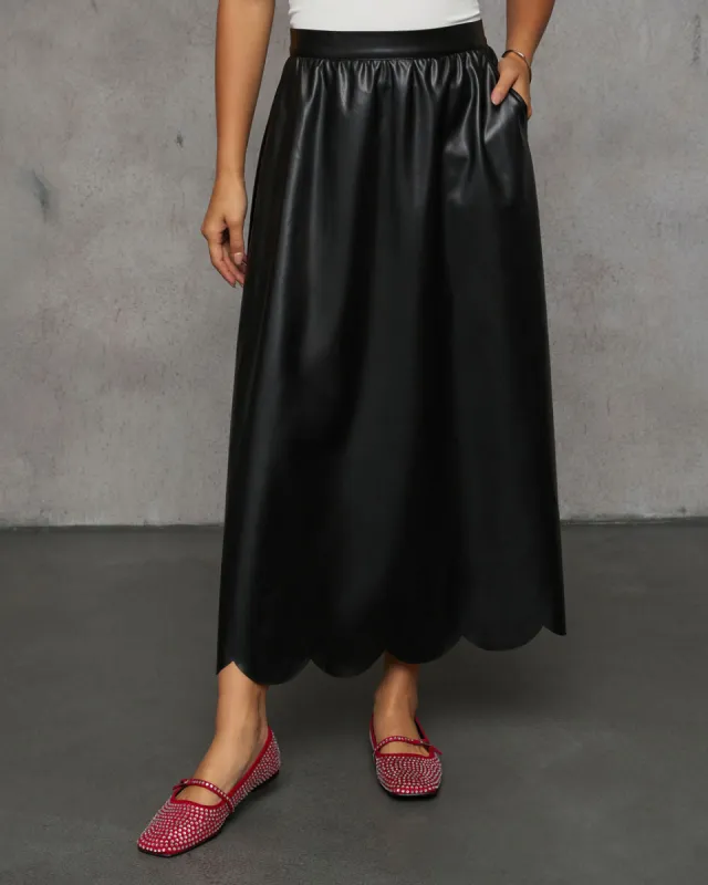 Susana Pleated Leather Midi Skirt sold by Vici