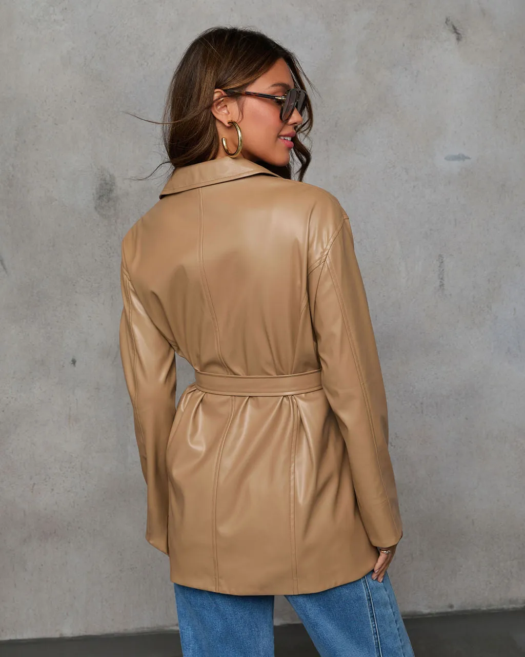 Take Me Out Leather Belted Blazer sold by Vici product image thumbnail 4