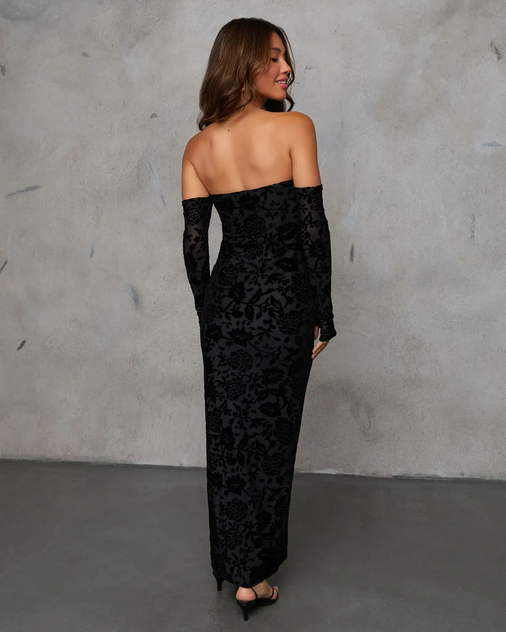 Late Night Off Shoulder Midi Dress sold by Vici product image thumbnail 4