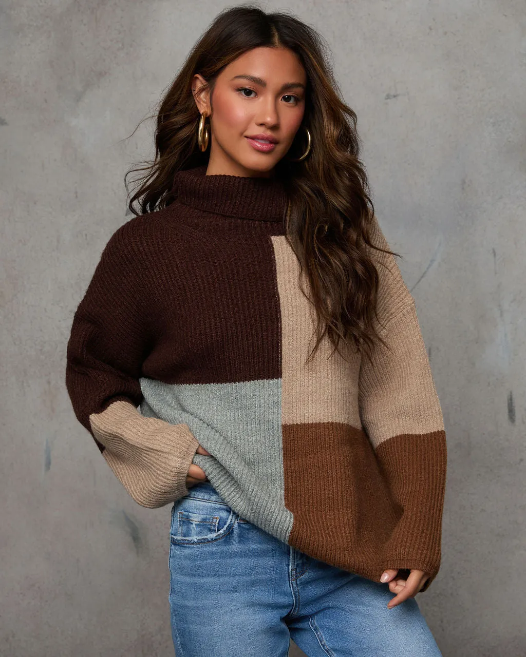 Add Me In Colorblock Mockneck Sweater sold by Vici product image thumbnail 3