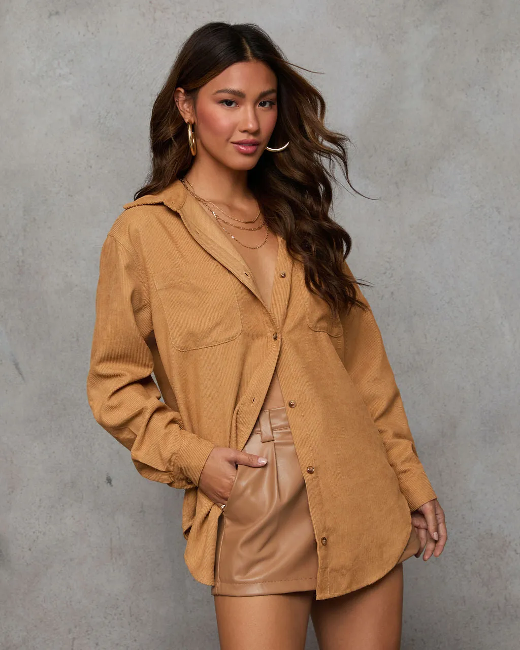 Savena Corduroy Button Down Shacket sold by Vici product image thumbnail 3