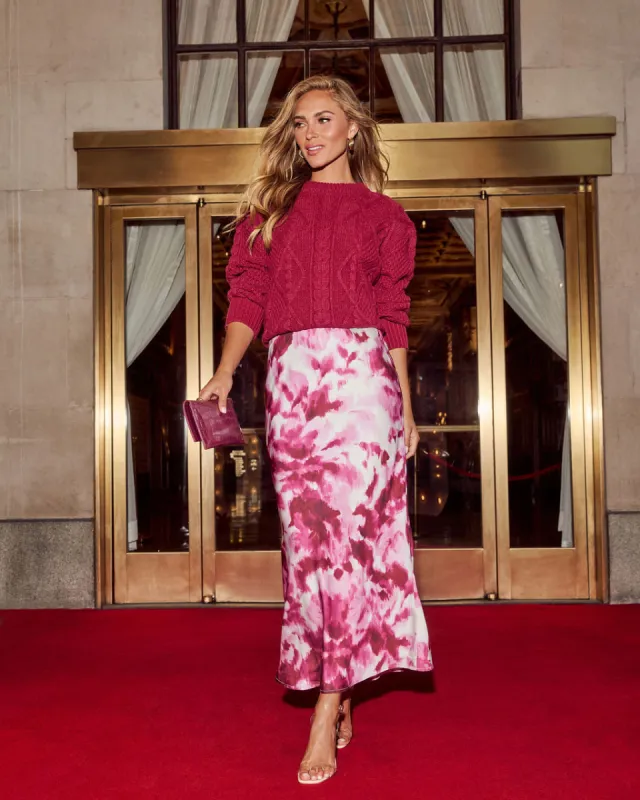 Sashay My Way High Rise Satin Maxi Skirt sold by Vici