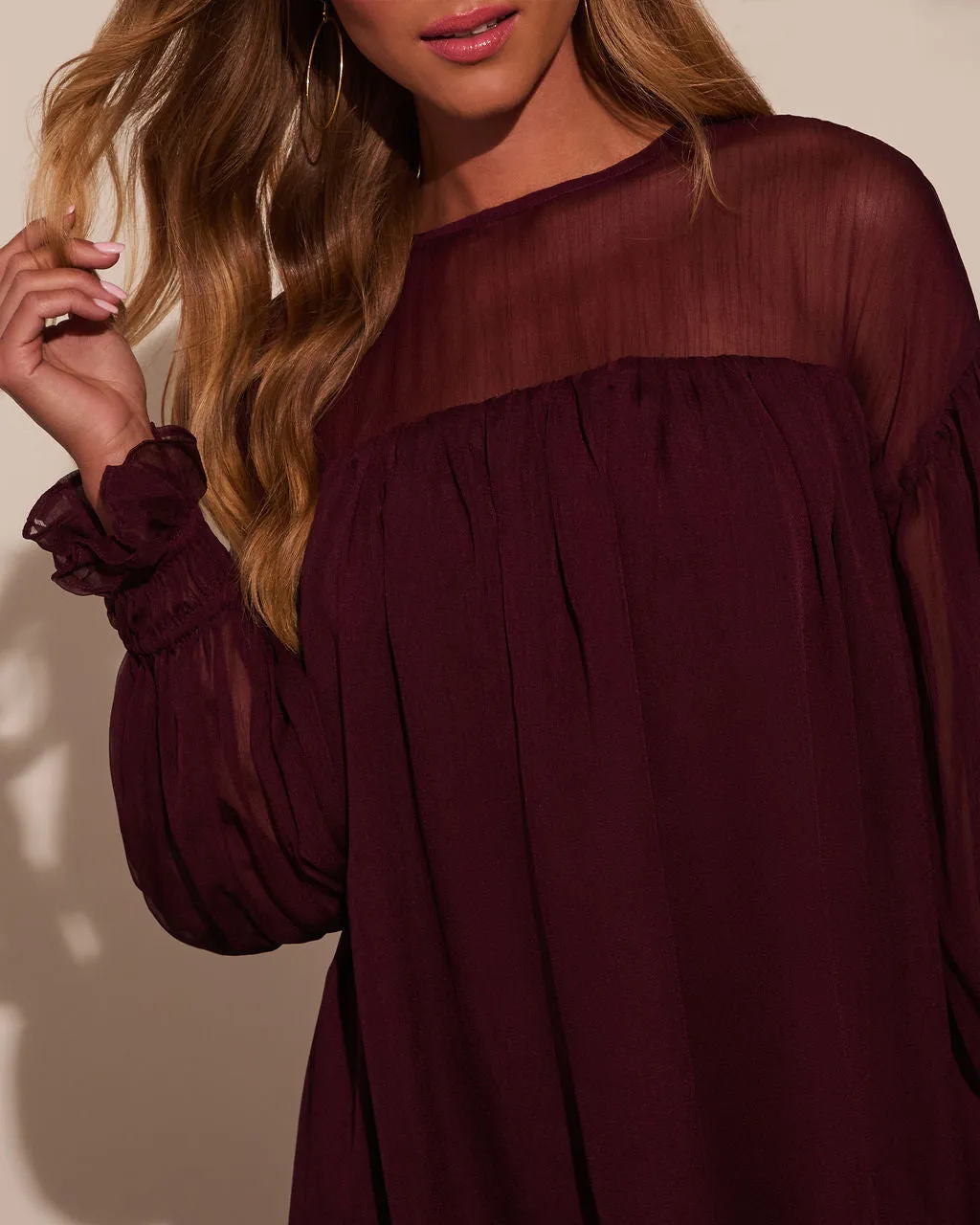 Sweet Soirée Chiffon Shift Mini Dress sold by Vici product image thumbnail 5