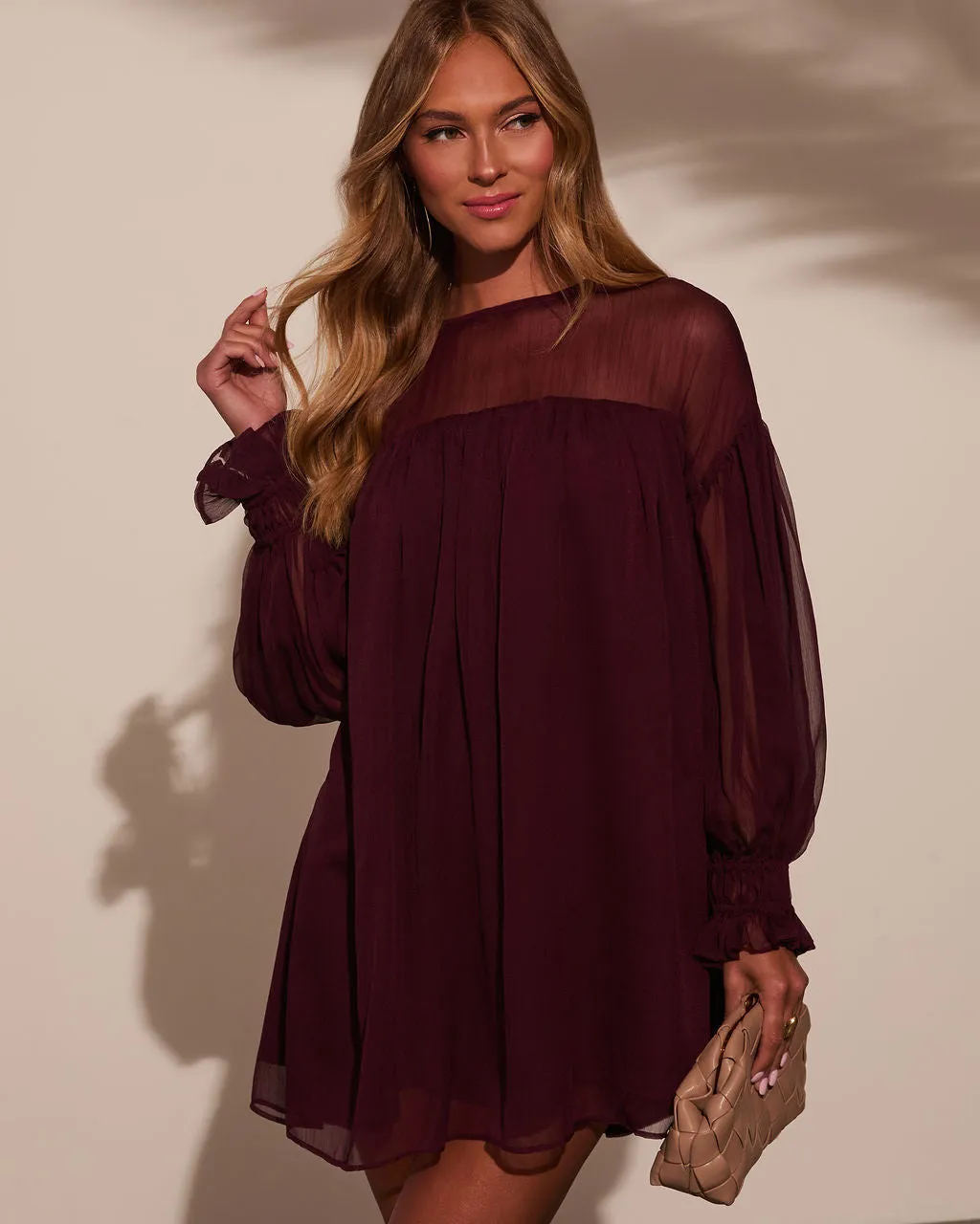 Sweet Soirée Chiffon Shift Mini Dress sold by Vici product image thumbnail 2