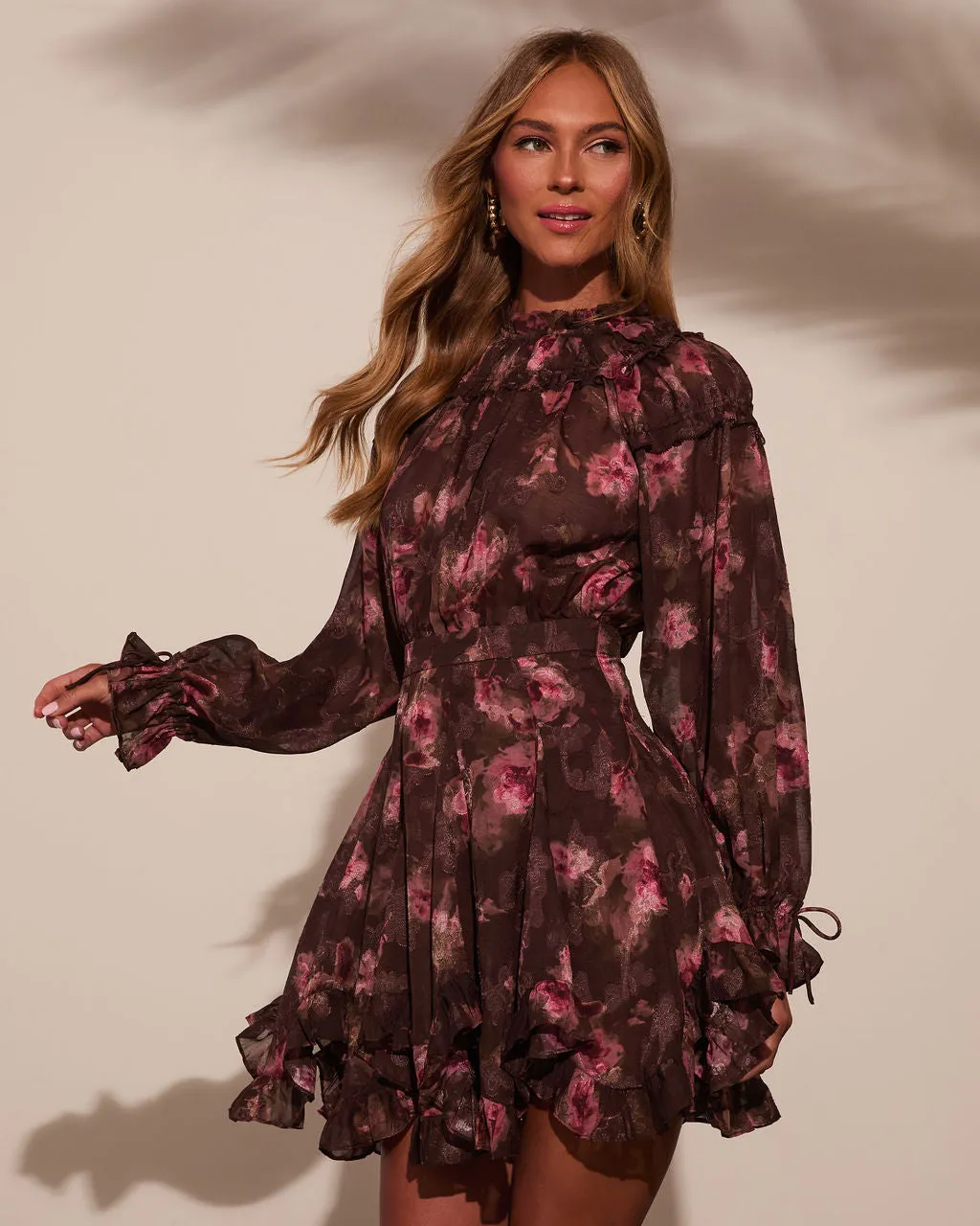 Remino Floral Print Chiffon Mini Dress sold by Vici product image thumbnail 3