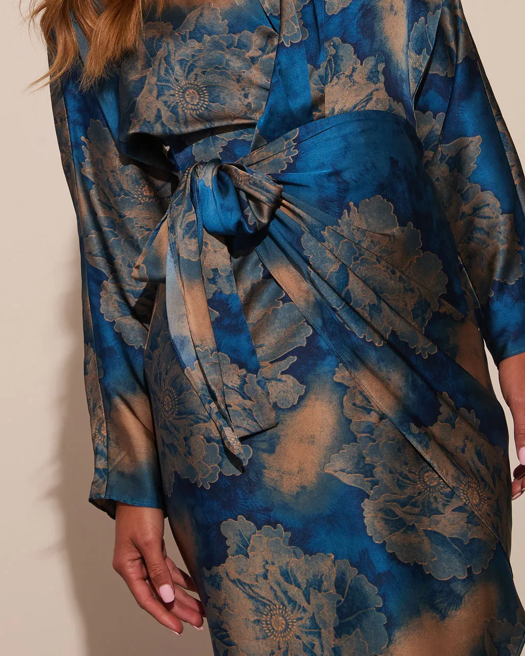 Kadence Wrap Satin Midi Dress sold by Vici product image thumbnail 2