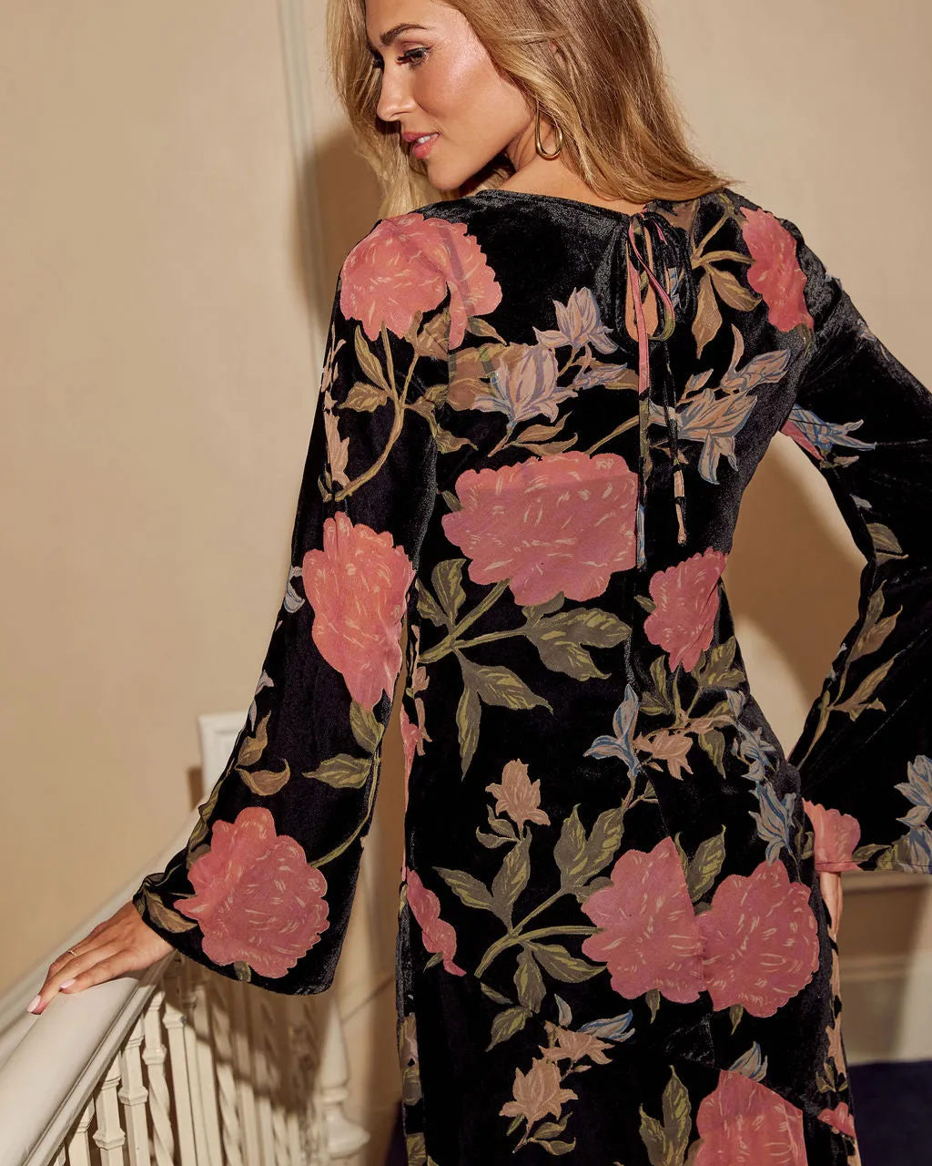 Faded Gardens Velvet Burnout Maxi Dress sold by Vici product image thumbnail 4