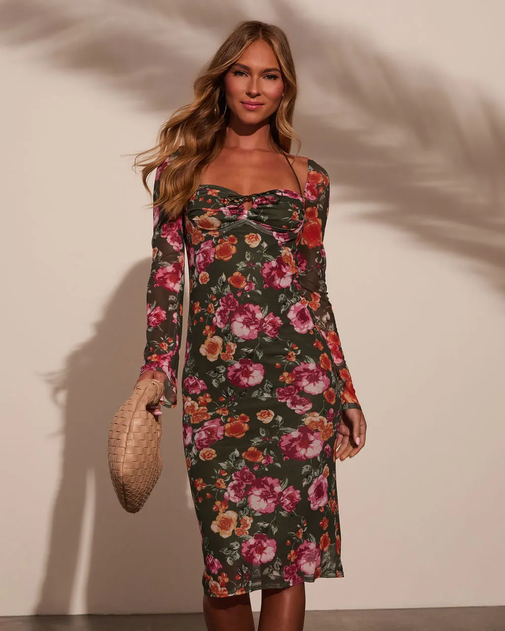 Katarina Floral Print Halter Neck Midi Dress sold by Vici product image thumbnail 2