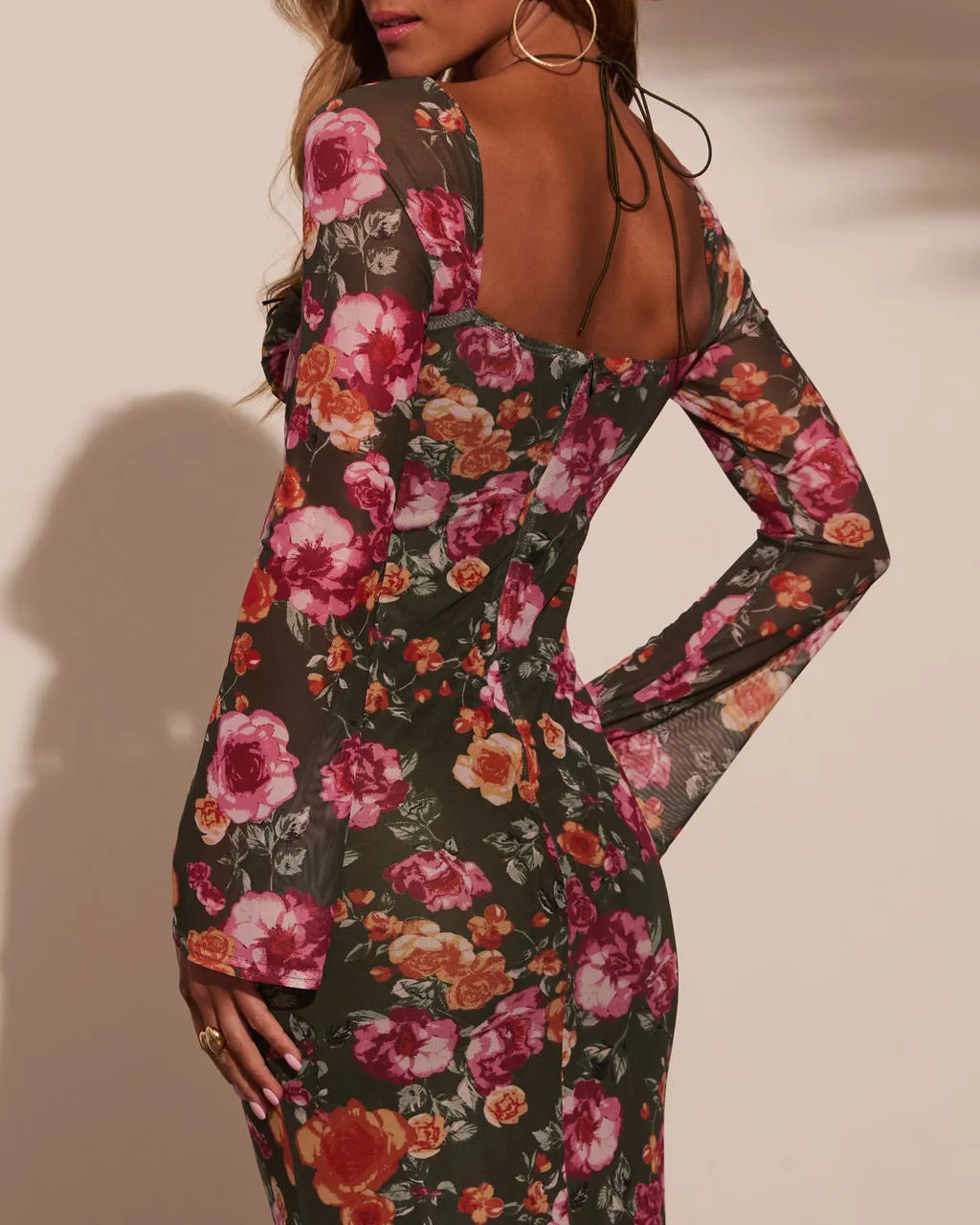 Katarina Floral Print Halter Neck Midi Dress sold by Vici product image thumbnail 4