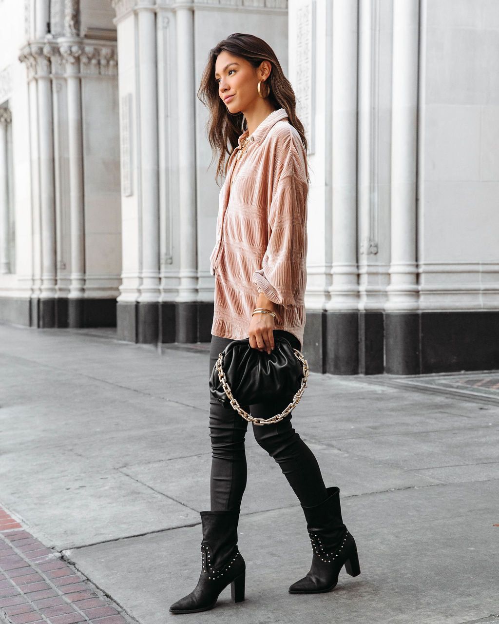 Bette Textured Velvet Button Down Top - Champagne sold by Vici product image thumbnail 6