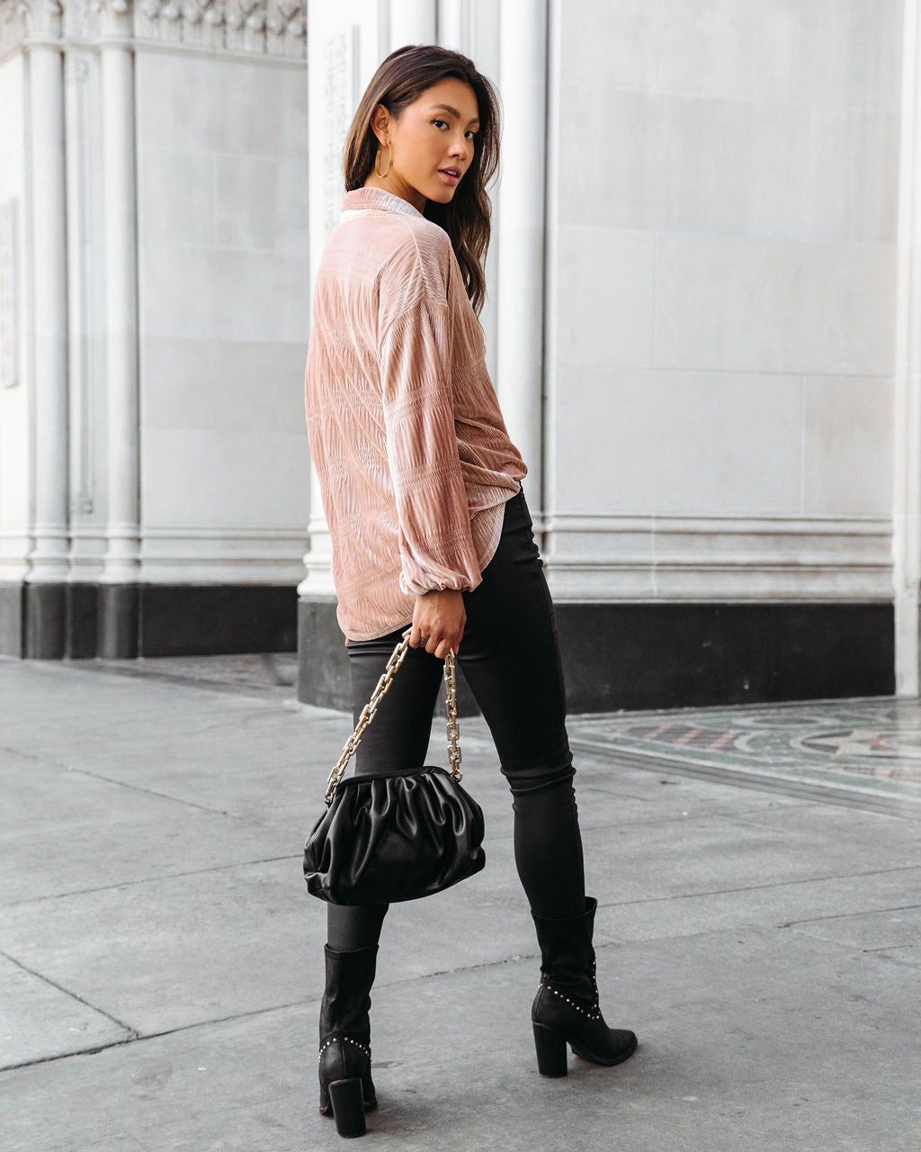 Bette Textured Velvet Button Down Top - Champagne sold by Vici product image thumbnail 4