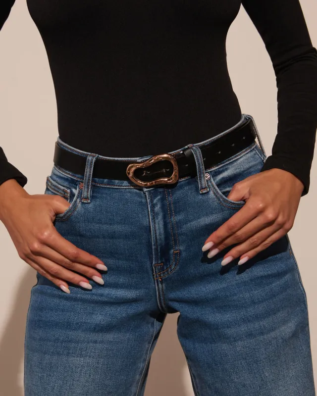 Clarisse Gold Buckle Leather Belt sold by Vici