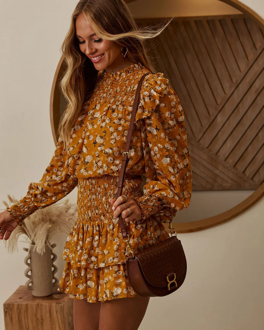 Field Dreams Tiered Floral Mini Dress sold by Vici product image thumbnail 3