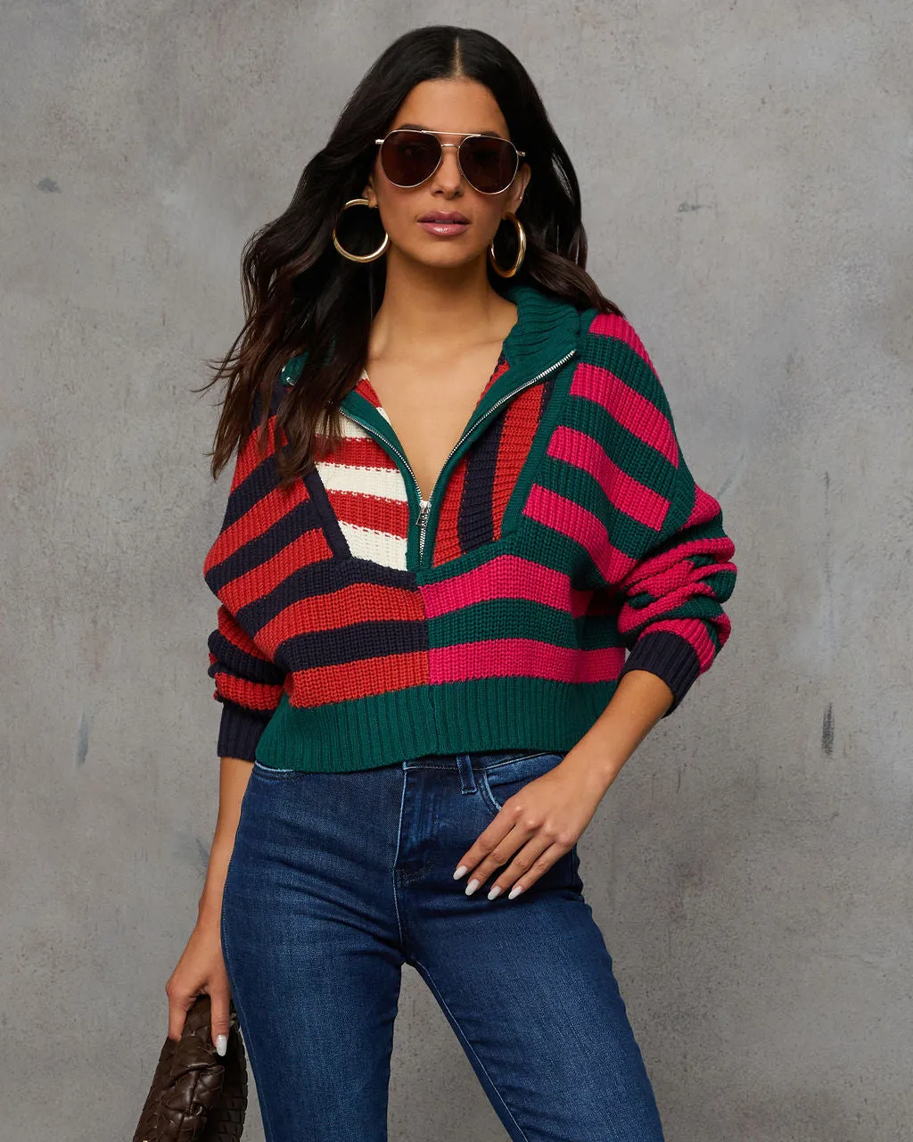 Snuggle Up Quarter Zip Sweater sold by Vici