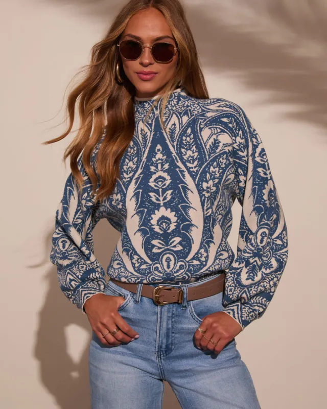 Rheana Mockneck Paisley Sweater made by Vici