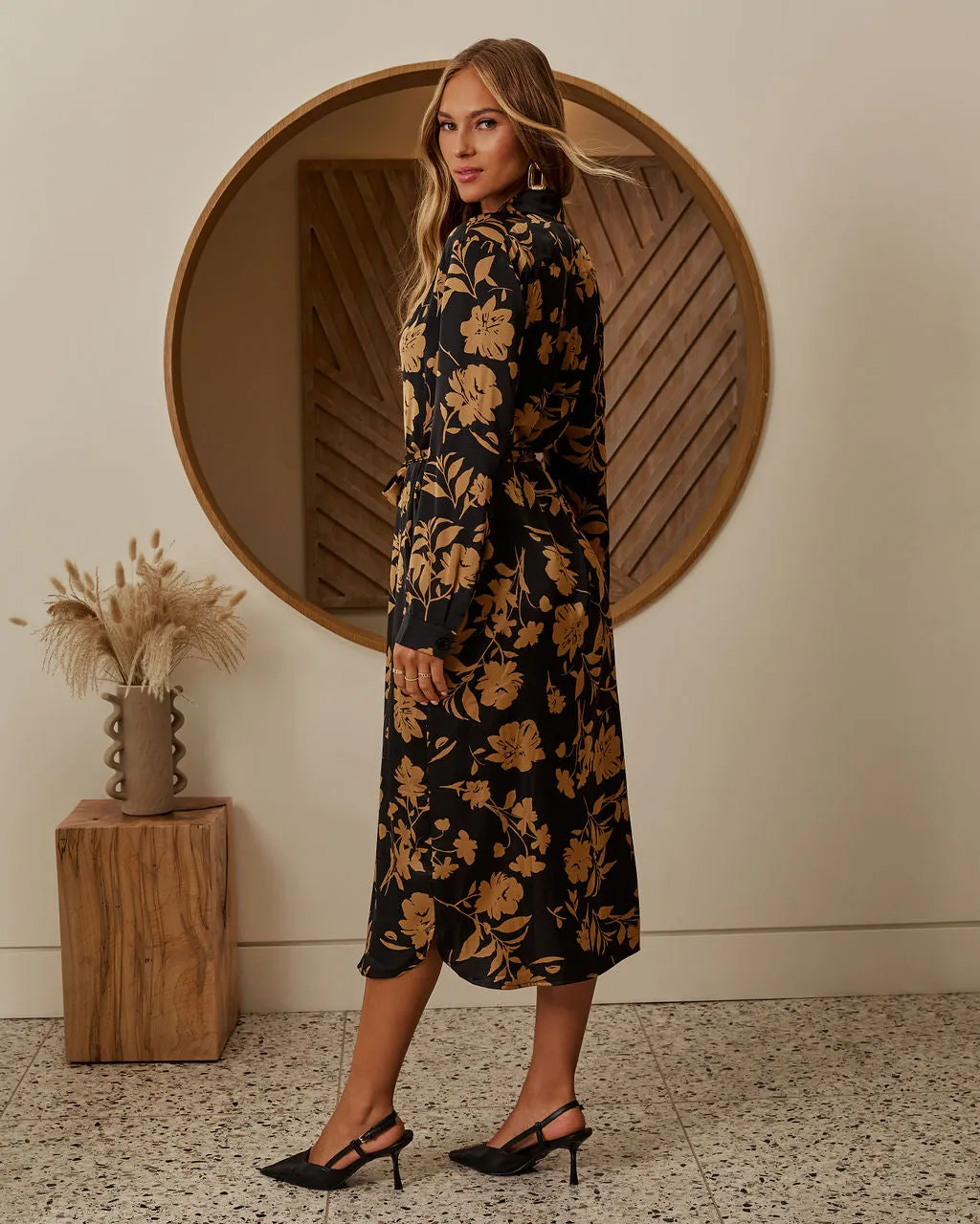 Fall Gardens Floral Satin Midi Dress sold by Vici product image thumbnail 4