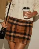 Spiced Latte Plaid Mini Skirt sold by Vici