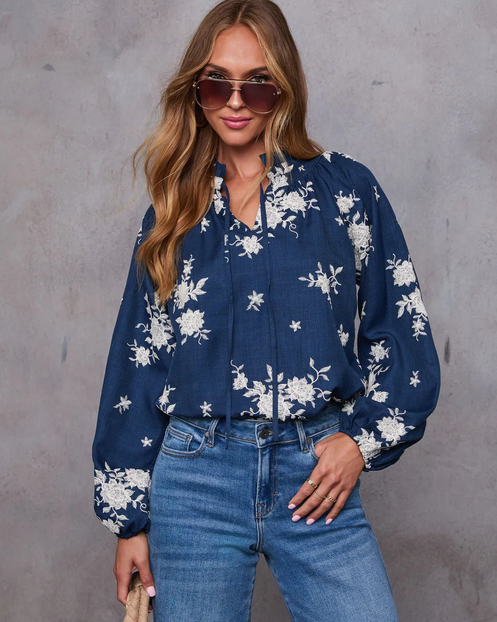 Kadence Neck Tie Floral Blouse sold by Vici