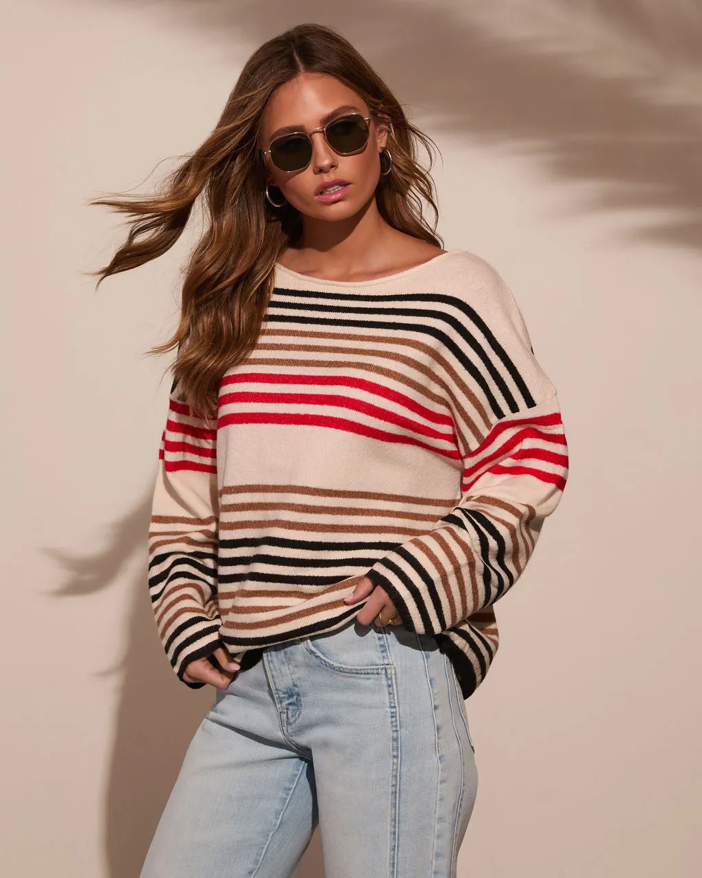 Jalen Dropped Shoulder Striped Sweater sold by Vici product image thumbnail 3