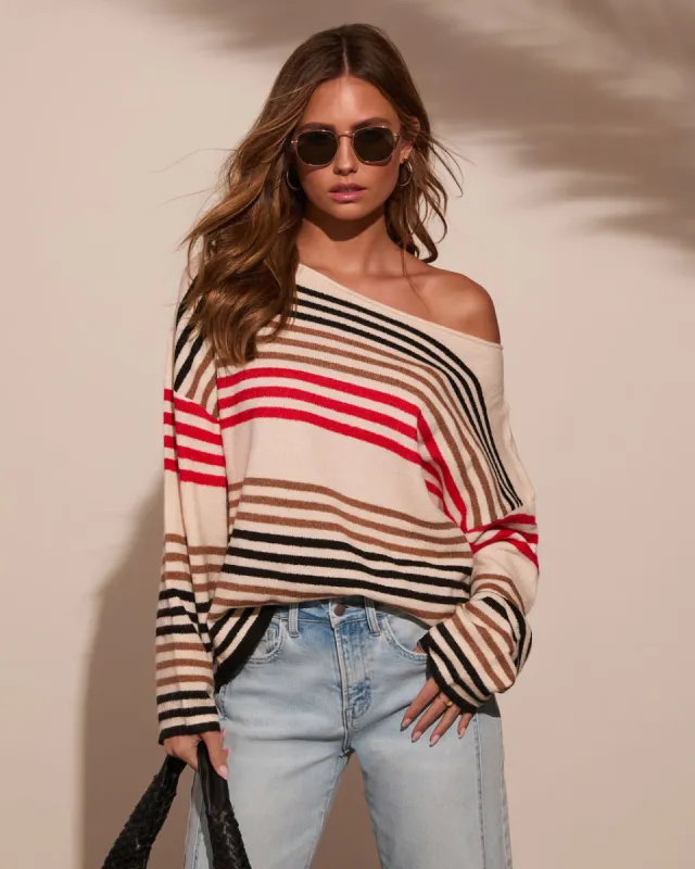 Jalen Dropped Shoulder Striped Sweater sold by Vici