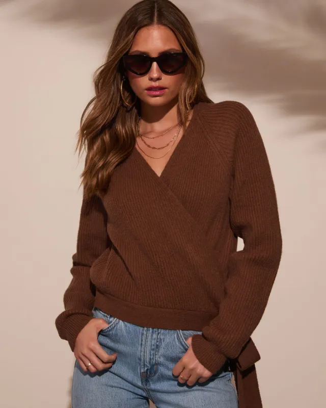 Falcone Surplice Wrap Sweater sold by Vici
