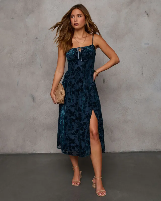 Only Yours Mesh Burnout Velvet Midi Dress sold by Vici