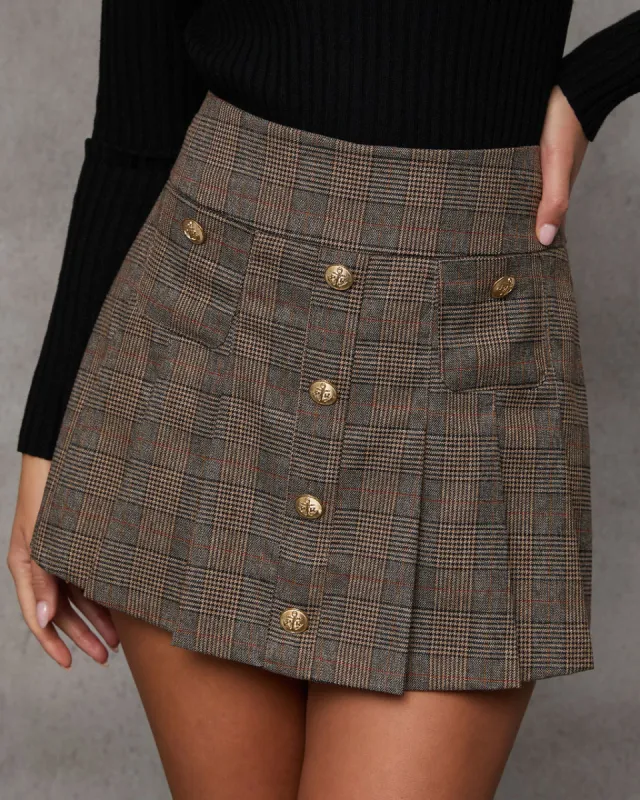 Day Glow Pleated Plaid Mini Skort sold by Vici