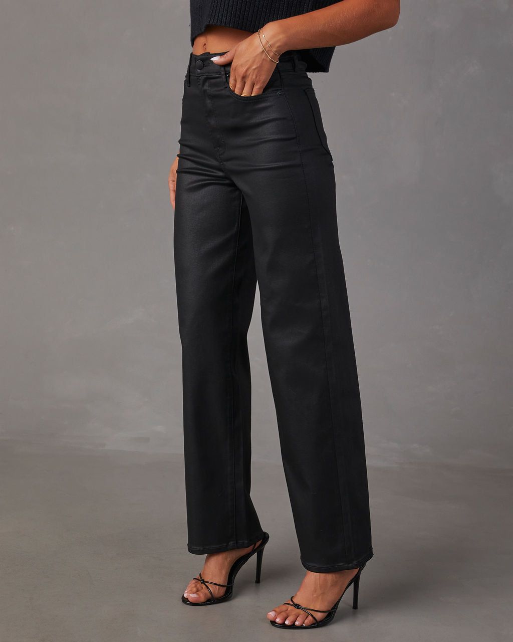 VICI Icon Coated High Rise Straight Jeans - Black sold by Vici product image thumbnail 3