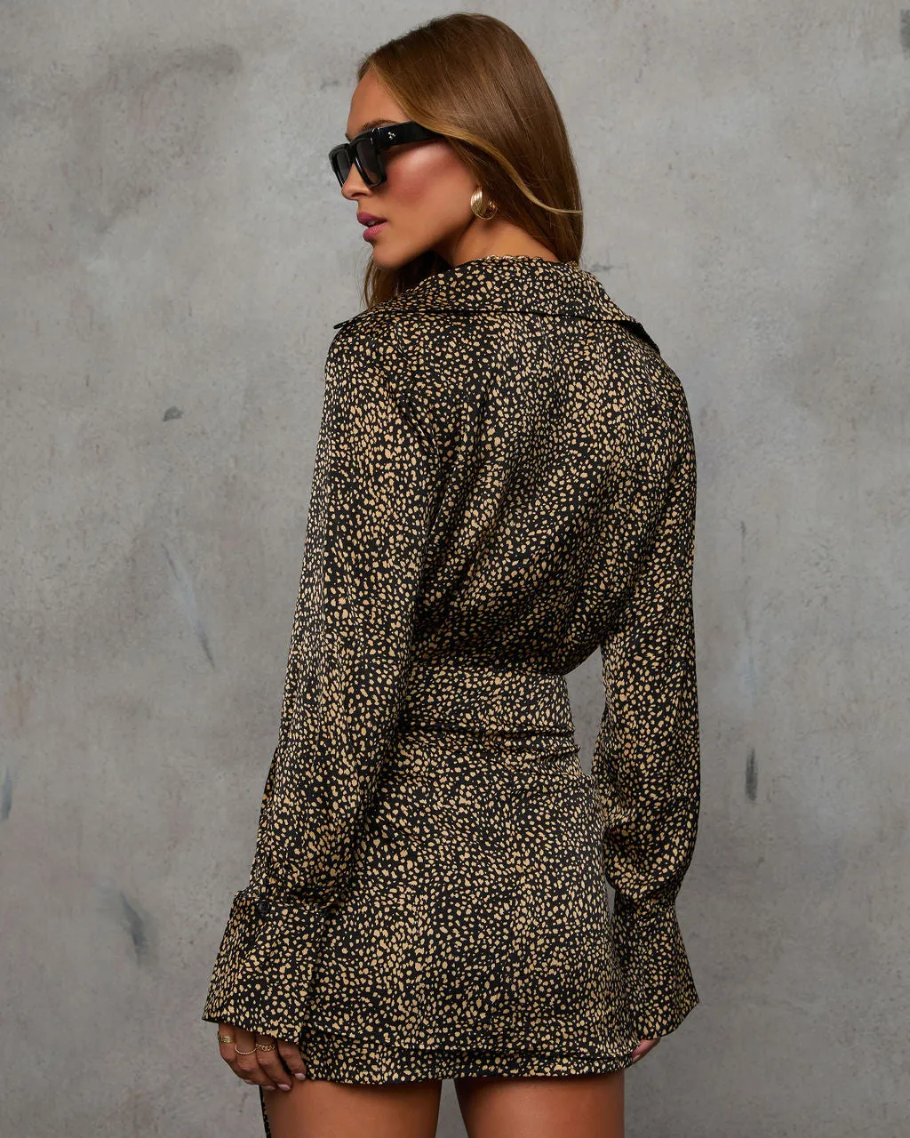 Soft Looks Printed Satin Wrap Mini Dress sold by Vici product image thumbnail 4